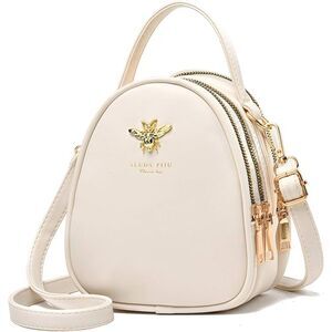 Women Beige Imported Faux Leather Stylish Small Crossbody Messenger Bags